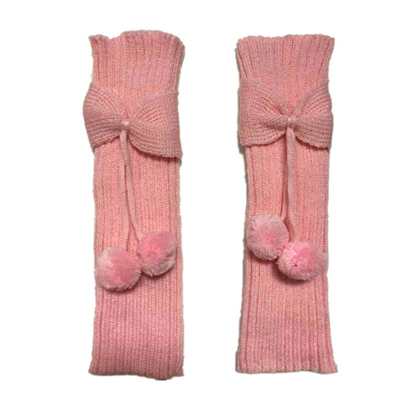 Kids Girls Bowknot Pompom Knit Leg Warmers Boot Socks Cuffs Toppers Sanwood